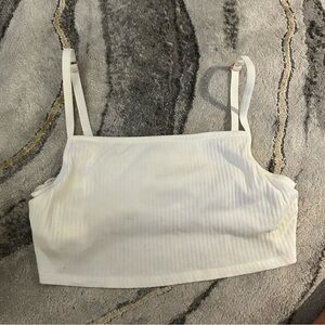 Aerie Ribbed Lace Back Ivory Bralette Sz XL